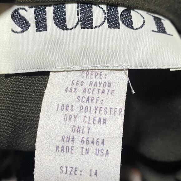 Vintage 80s Layered Blazer Dress Buckle Belted Midi Leopard Print Scarf Green 10 - Picture 9 of 9